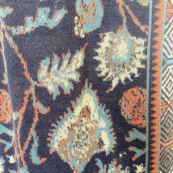 Peruvian Connection Navy Rustic Color Botanical Aztec Patterned Maxi Knit Dress - Picture 11 of 13